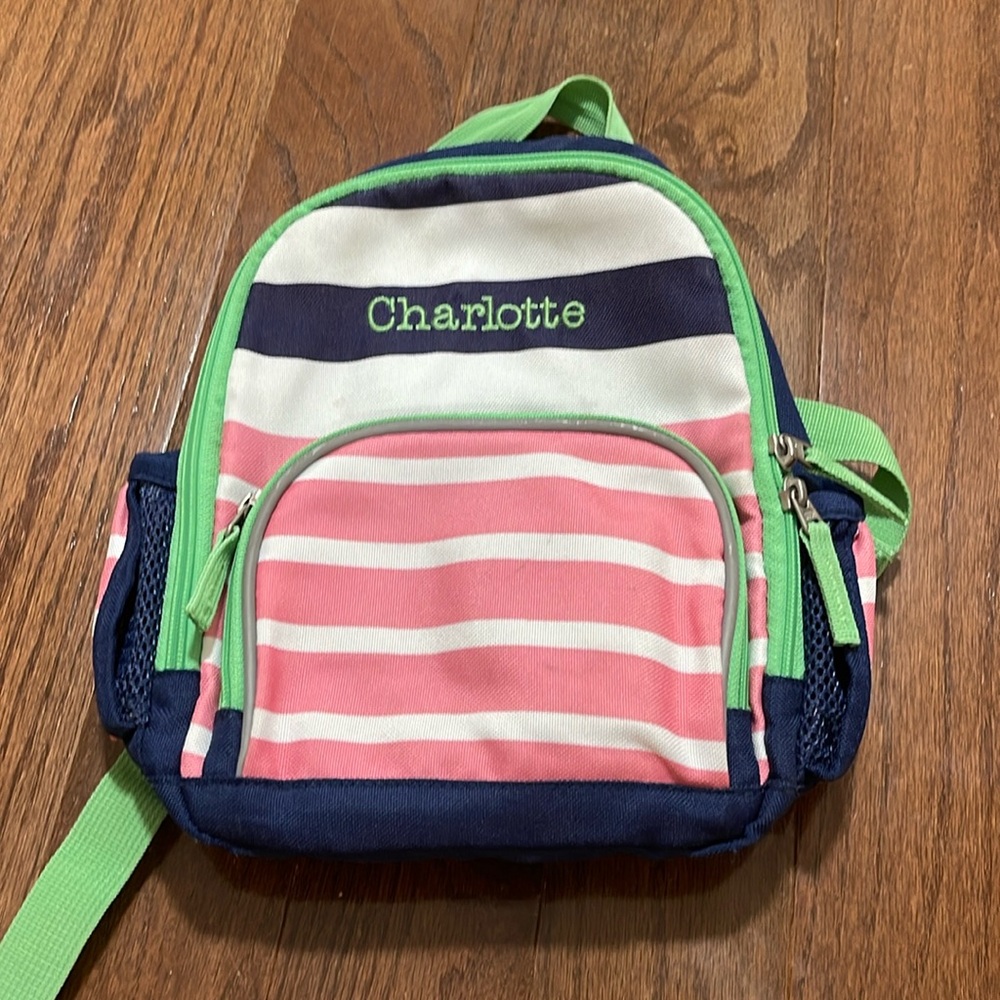 Small size Embroidered “Charlotte” Pottery Barn backpack